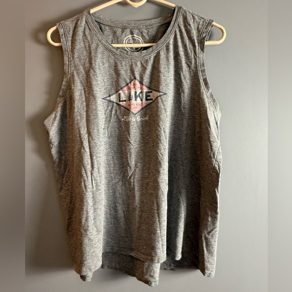 Life Is Good Tops - Life is Good Lot of 2 Classic Fit Sleeveless Tees Womens Sz L Summer Gray/Tan‎